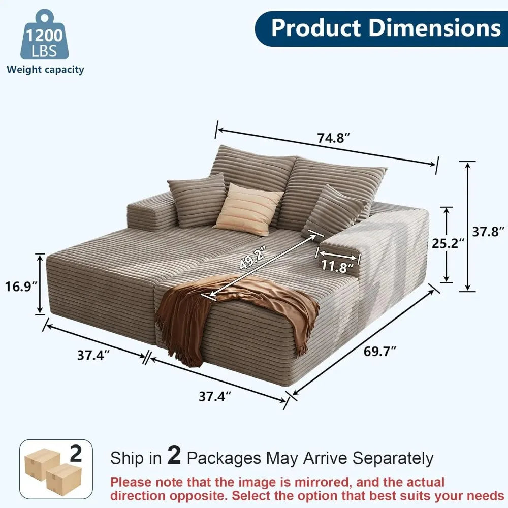 Cozy Corduroy Chaise Lounger