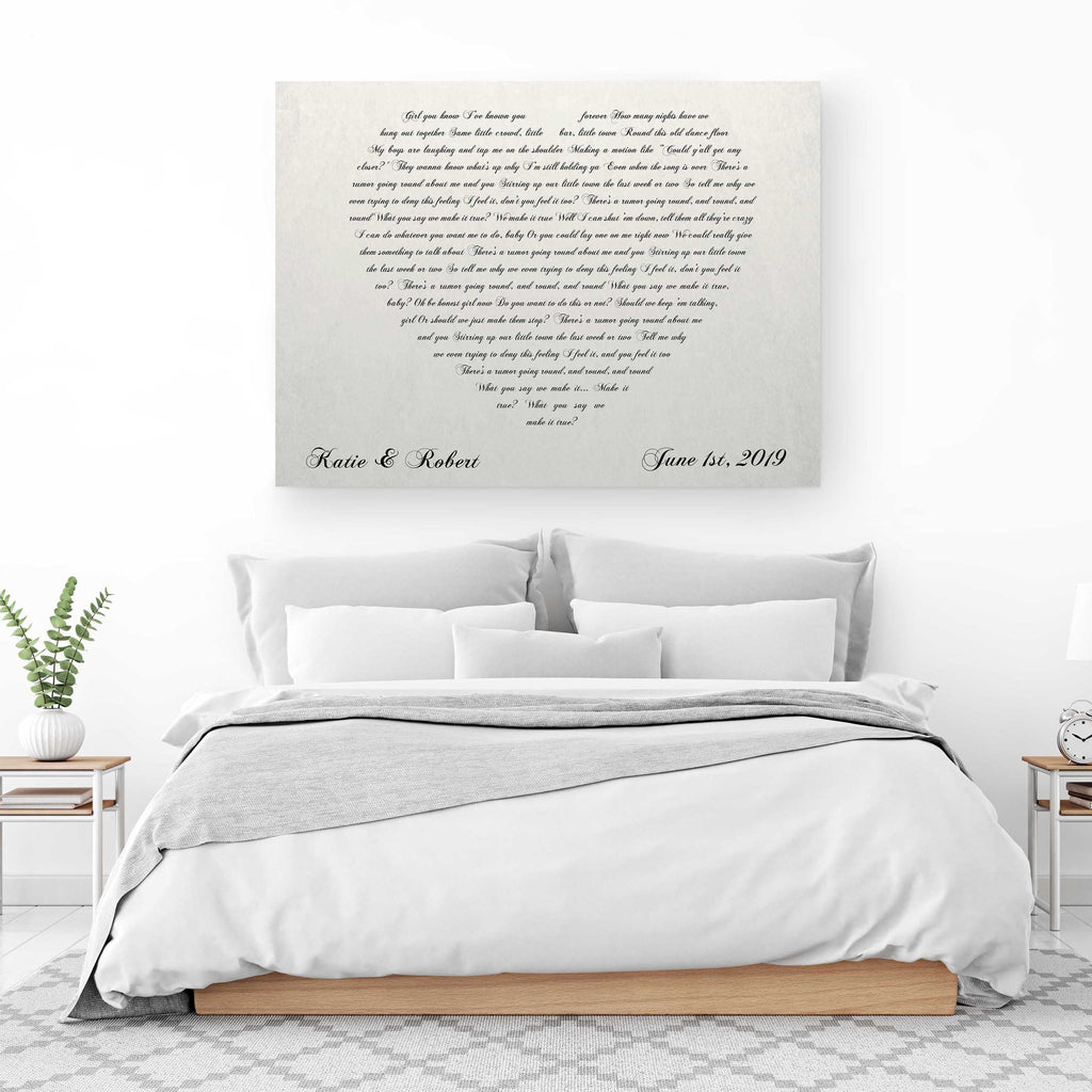 Lyrics In A Heart Canvas - Personalized Canvas