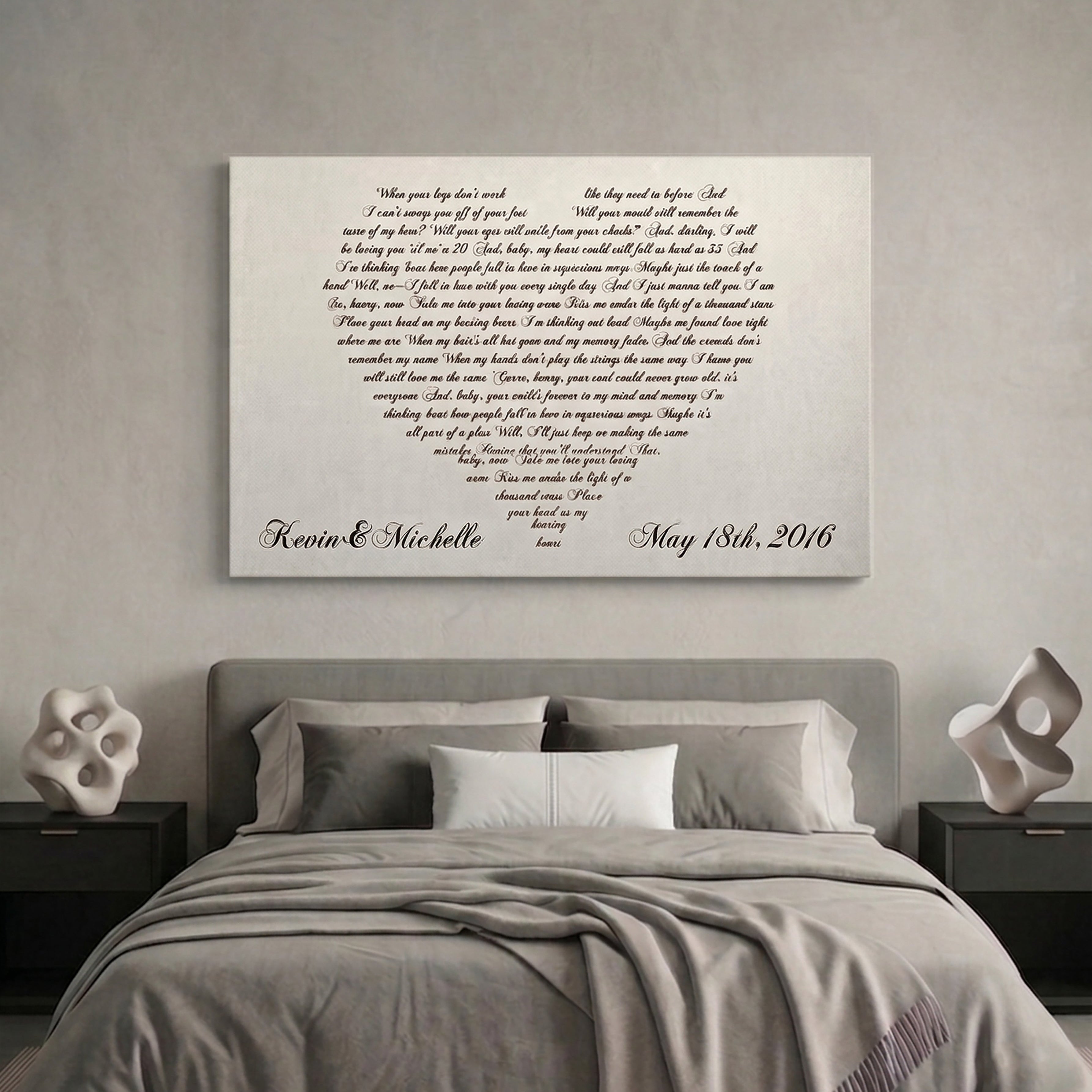 Lyrics In A Heart Canvas - Personalized Canvas