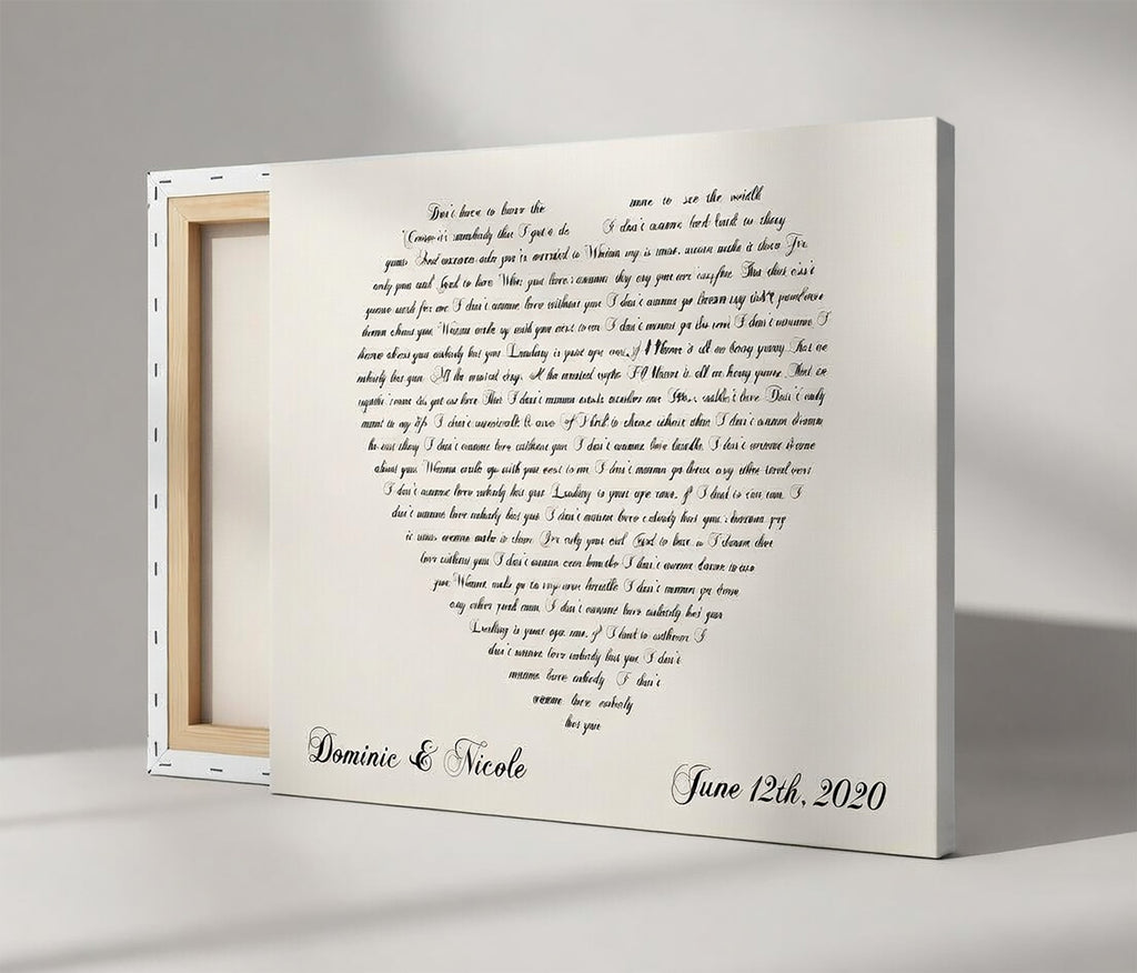 Lyrics In A Heart Canvas - Personalized Canvas