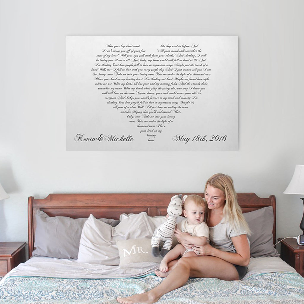 Lyrics In A Heart Canvas - Personalized Canvas